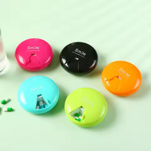 Mini Small Portable Travel Pill Box Round Cases Container Organizer Storage Tablets 7 Days 7 Grids V