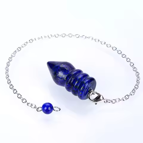 Reiki Chakra Healing Crystal Pendule Natural Stone Pendulum for Wicca Radiesthesia Dowsing Lapis Laz