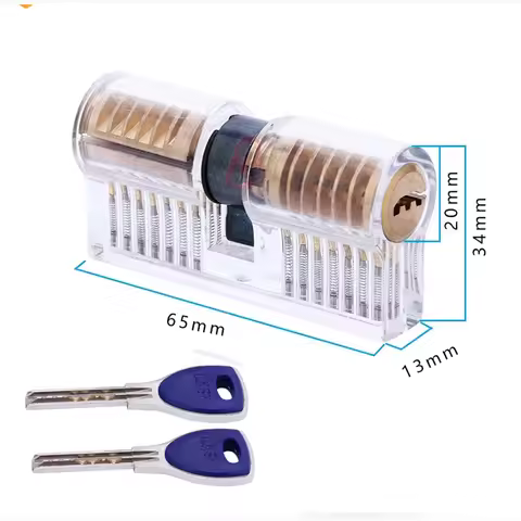Practice Transparent Tubular Lock Cylinder Visible Training Pick Skill Cutaway Inside Copper Padlock