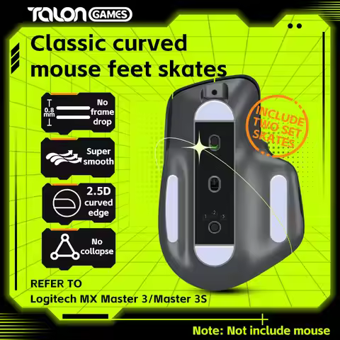 2 Sets TALONGAMES Mouse Feet Light Gray Custom Curved Edge Mouse Skates For Logitech MX Master 3 / 3