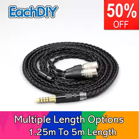 16 Core Black Braided Earphone Cable For Dan Clark Audio DCA NOIRE 2 RT XO X AEON STEALTH E3 EXPANSE