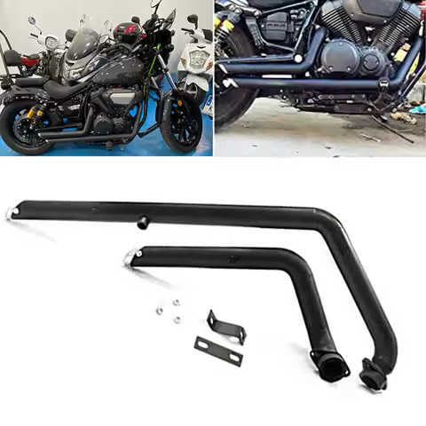 Shortshots Staggered Exhaust System Pipe Drag Pipes Kit Silencers Mufflers For Yamaha V-Star Bolt XV