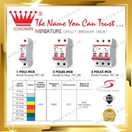 CROWN GENUINE 1 Pole 6Amp 10Amp 16Amp 20Amp 32Amp 40Amp 50Amp 63Amp 6kA Miniature Circuit Breakers (