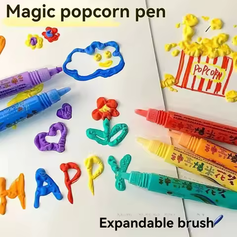 6 Pcs / Set New Multifunctional Foam Exotic Popcorn Pen Marker Pen Notebook Children's Magic Pen Fun