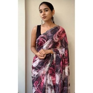 Georgette Saree Floral Saree Rose Printing