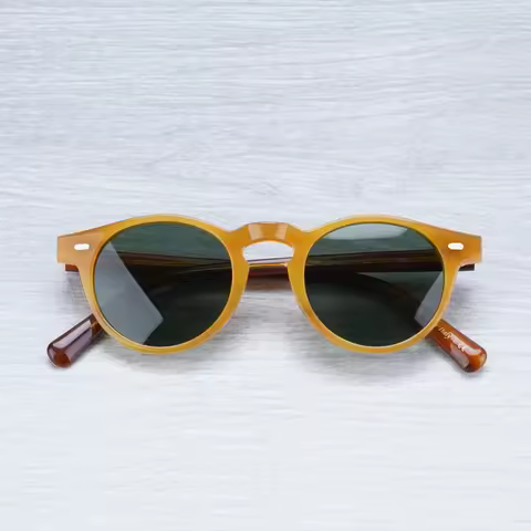 Gregory Peck Vintage Designer Sunglasses for Women OV5186 2023 Transparent Acetate Retro Round Polar