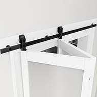 60" Bifold Barn Door Hardware Kit for 2 Doors, Top Mount Roller Bifold Sliding Barn Door Hardware Track Kit, Slide Smoothly Quietly, Black (Door NOT Included, Track Length 64")