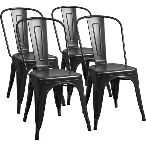 Furmax Metal Dining Chair Indoor-Outdoor Use Stackable Classic Trattoria Chair Chic Dining Bistro Ca