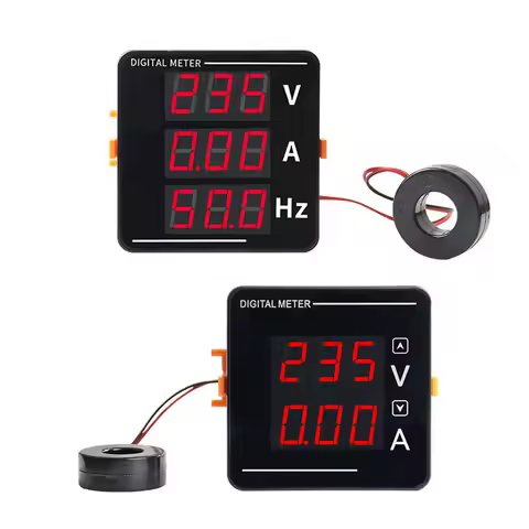 AC50-500V 3-in-1 Digital Voltmeter Ammeter Frequency Meter LED Three Display Combination Meter Volta