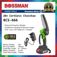 BOSSMAN 20V 6" CORDLESS CHAIN SAW BCS666 / Gergaji Rantai BCS 666 CHAINSAW