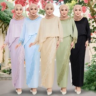 Lace Baju Kurung Moden Sulam Mini Kurung Satin Sejuk Selesa Overlap Kurung Hitam Baju Kebarung Labuh Modern Nikah