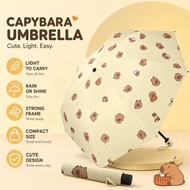 Capybara Folding Umbrella Windproof Anti UV Lightweight Manual Sun Rain Kawaii Portable
