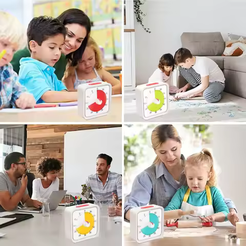 Pomodoro Timer for Kitchen, Time Management Study Classroom Timer, 60-Minute Visual Timer with Silen