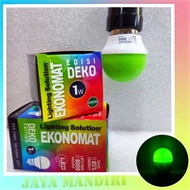 HIJAU LED EKONOMAT 1W 1 W Watt GREEN DEKO E27 Bulb GREEN 1watt 1w Night Light 1w 1Watt Cafe Decorati