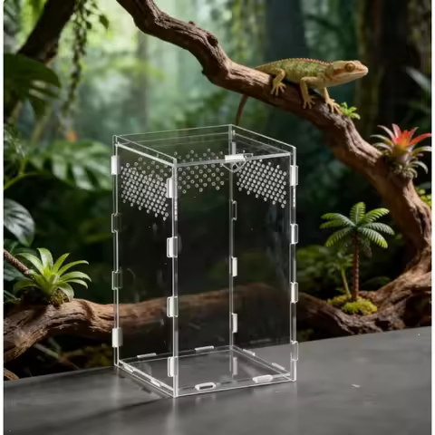 Acrylic Transparent Reptile Terrarium Breeding Box Nano Arboreal Enclosure for Tarantula Scorpion Be