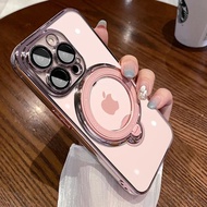 Transparent Luxury Standing Holder Phone Case For iPhone 15 14 13 12 11 Pro Max 15 Plus XR XS Max X 15 Pro Max 14 Pro 14 Plus 13 Pro 12 Pro Max 13 Pro Max 11 Pro For Magsafe Ring Fall prevention Cases Cover