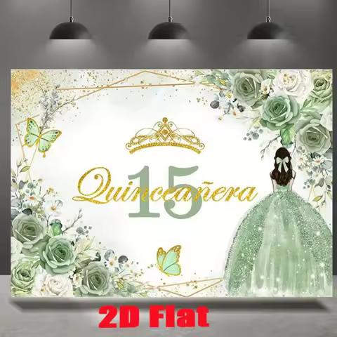 2D Plane - 2D Plane - 15th Birthday Background Image, size of 1 piece, the picture features a green 