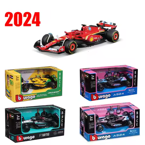 New 2024 Bburago F1 1:43 Bwt Alpine A524 Two Color Blue Pink Alloy Miniature Diecast Model #10 #31 F