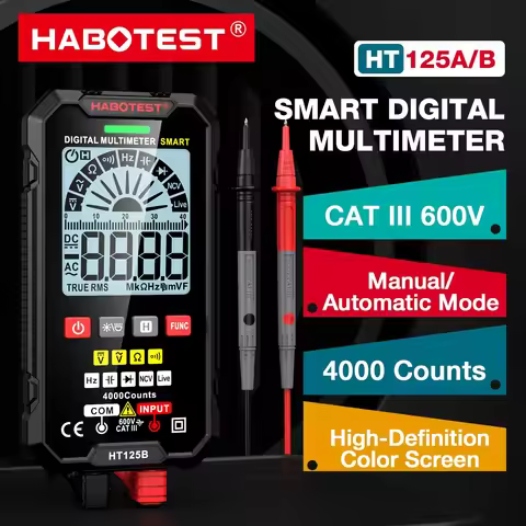 HABOTEST HT125 Smart Multimeter Digital AC DC 600V Voltage Meter TRMS Ohm Hz Capacitor Continuity Te
