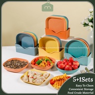 Ready Stock🇲🇾𝟱+𝟭 Colourful Set Home Dining Kitchen Small Plates Home Furnishing Bones Square Plate D