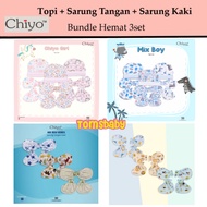 [TOMS] CHIYO BABY (3pcs) Hat + STK Newborn BABY Gloves Latest Motif Soft Cotton BABY Supplies/
