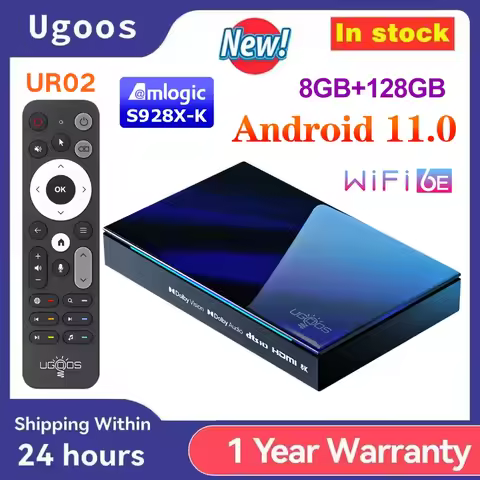 Original Ugoos SK1 Smart TV Box Android 11 Amlogic S928X-K 8GB 128GB Wifi6 BT5.2 1000M Set Top Box D