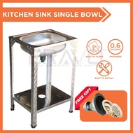 BARVO Kitchen Sink Sinki Dapur Stainless Steel Kitchen Table with Rack Single Bowl Sink Stainless Steel Sink Sinki