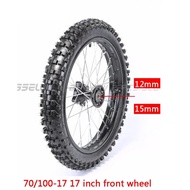 Front 15mm/12mm center hole 70/100- 17 17 Inch Wheel Rim Knobby Tyre PIT PRO Dirt Pit Bike Guangli T