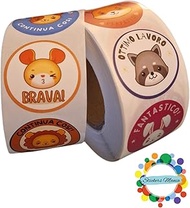 500 Reward Stickers for Children, Italian, Motivational Stickers, Diameter 25 mm, Reward Stickers, M