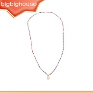 Boho Pearl Necklace Colourful Bead Chain Pendant with Shell Necklace Boho Jewellery Necklace Costume