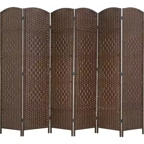 Room Divider 6 Panel Folding Privacy Divider 6 Ft Indoor Wall Divider Portable Partition Wood Screen