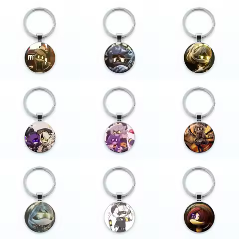 Murder Drone Uzi x N Creative Cartoon V Fan Art Glass Pendant Keychain Jewelry Charm Bag Souvenir Ke