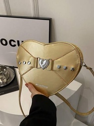 Bolso de moda de gama alta de versión coreana de nicho bolso de hombro en forma de corazón nuevo para mujeres 2024 bolso al hombro