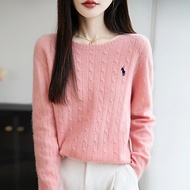 Women's Fall Embroidered Patterns Chunky Cable Knit Soft Round Neck Comfort Solid Color Sweater Wint