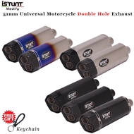 51mm Universal Motorcycle Double hole exhaust escape moto Exhaust Motocross Exhaust Muffler Scooter For BWM F850GS X-ADV