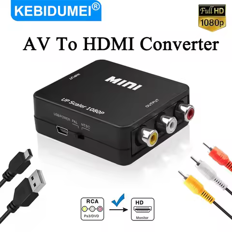 HD AV to HDMI Adpater RCA to HDMI-compatible Composite Converter CVBS AV Adapter With USB Cable for 