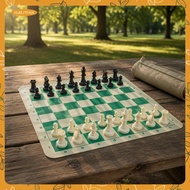 [Bvdfgk] Outdoor Chess Game 51cm Foldable Leather Board Resin Complete Chess Set for Training and Tr