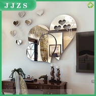 JJZS Cute 3D Mirror-Surface Wall Sticker Heart Shape DIY Art Mural Home Decoration Wall Ornament Waterproof