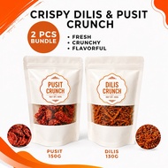 Crispy Dilis & Pusit Crunch Bundle 2pcs (150g Pusit + 130g Dilis) Sweet & Spicy | Crunchy Snack