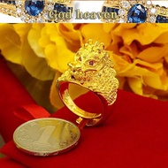 Boutique men's domineering dragon ring pure 916 gold 916 gold ruby ??eye faucet opening thick 916 gold ring wholesale