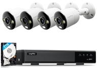 LongPlus 4K 8CH Smart Security Camera System, 4pcs 4K PoE IP Wired Home Security Cameras Outdoor wit