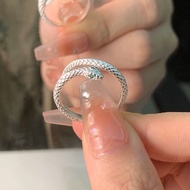 Lao Fengxiang S999 Sterling Silver Snake Ring Female Niche Design Index Finger Ring Benming Year New