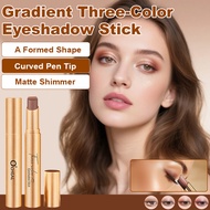 [Easy Blend/Waterproof] JMY Matte Shimmer Eyeshadow Stick/Tri-color Gradient Eye Makeup Stick/3-in-1