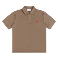 NEW imported Genuine Ami Paris Macaroon Love Embroidery Short Sleeve Polo Shirt Men And Women With S