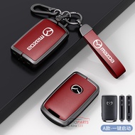 【Logo Buckle】Alloy Car Key Case Comfortable Leather Key Protection Cover For Mazda 2 Demio 3 6 CX3 C