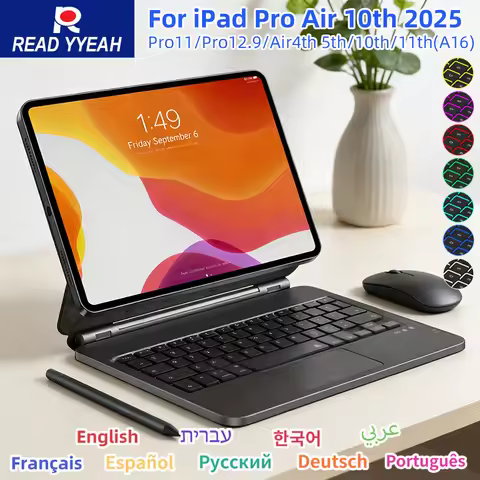 Magic Keyboard With Touch Panel For iPad Air 4 5 10.9in 10th iPad A16 2025 Pro 12.9in 2018-2022 Tabl