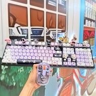 Private Kuromi Mechanical Keyboard Mouse Wireless Three-Mode RGB Backlight Customized KT Cat Keyboar