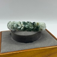 Jade Bracelet Carved Flowers Around The Ring Bare Shape Size 61.8 Mm E589