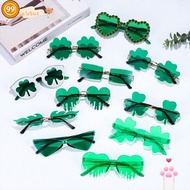 9S  Irish Shamrock Sunglasses Fashion Sun Glasses Women Men Green Four Leaf Clover Glasses