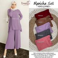 Baju Setelan Wanita Muslim Manisha Set Celana Kulot Pakaian Cewek Remaja Dewasa Ibu Modern Terbaru O